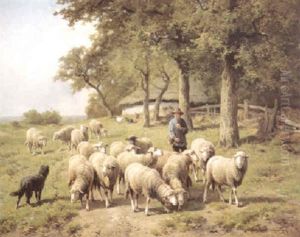 Schaapherder Met Kudde by Cornelis van Leemputten