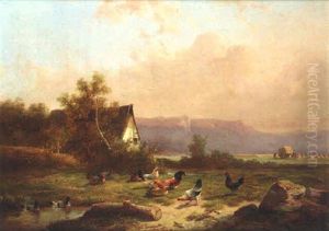 Poultry Near A Farmstead by Cornelis van Leemputten