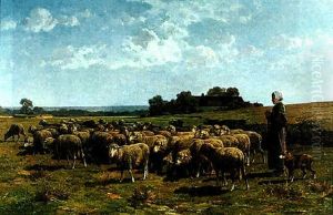 La Gardienne De Moutons by Cornelis van Leemputten