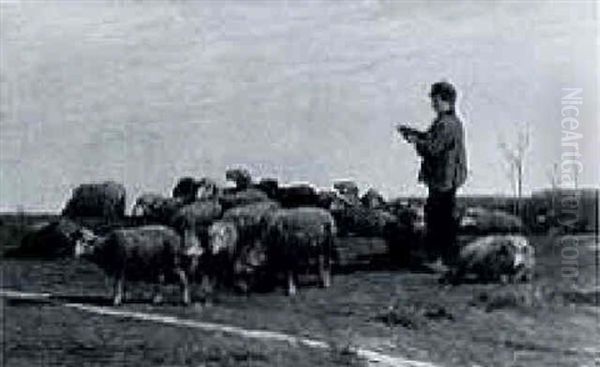 A Shepherd And Flock - view 1