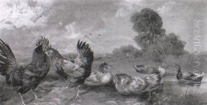 Poultry In A Landscape by Cornelis van Leemputten