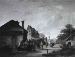 Bauernfest In Einem Dorf by Cornelis van Leemputten