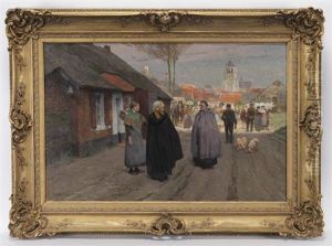 Untitled (peasants At The Market) by Frans Van Leemputten
