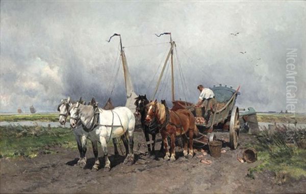 Paysan Au Travail Avec Attelage A Quatre - view 1