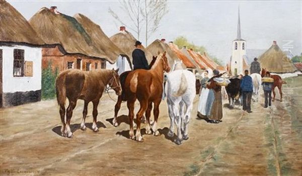 Horses In A Village - view 1