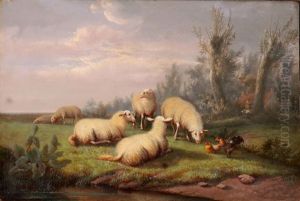 Schafe Auf Der Weide by Frans Van Leemputten