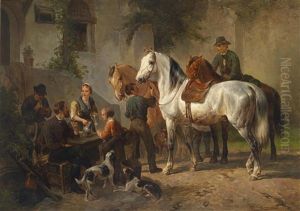 Rast In Der Schenke by Frans Van Leemputten