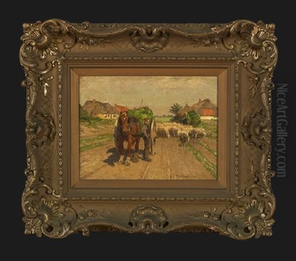 View Of A Country Road With A Herder And His Flock - view 1