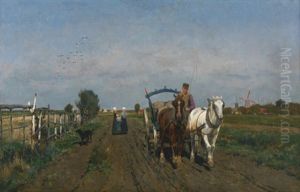 Feldweg Mit Pferdefuhrwerk Und Personenstaffage Mit Weitem Blick In Die Caminer Landschaft Feldweg Mit Pferdefuhrwerk Und Personenstaffage Mit Weitem Blick In Die Caminer Landschaft