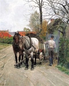 Boer Met Kar En Twee Paarden Boer Met Kar En Twee Paarden