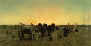 Het Rooien Van De Aardappelen by Frans Van Leemputten