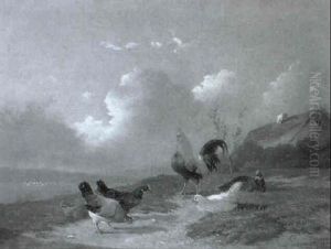 Federvieh Vor Einem Gehoft by Frans Van Leemputten