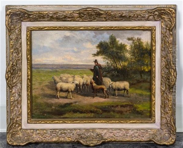 Shepherd With Sheep - view 1