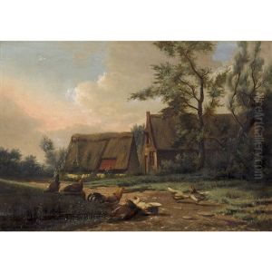 Huhnerhof by Jean-Baptiste Leopold van Leemputten