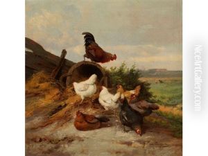 Der Hahn Auf Dem Korb by Jean-Baptiste Leopold van Leemputten