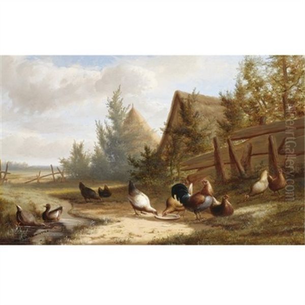 Poultry In A Summer Landscape - view 1