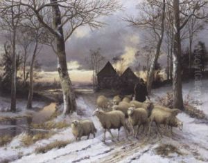 Herder In De Sneeuw
