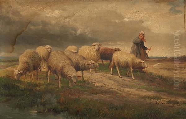 Bergere Et Ses Moutons Avant L"orage - view 1