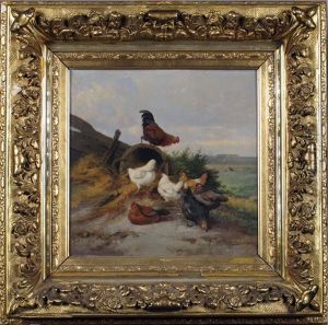 Poules Et Coqs by Jef Louis Van Leemputten