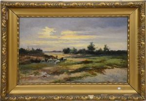 Paysage Avec Moutons by Jef Louis Van Leemputten