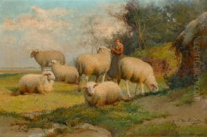 Landschaft Mit Schafen Und Magd (diptych)