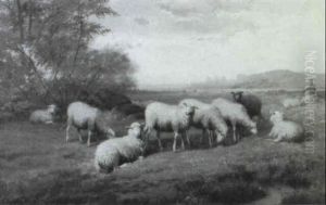Herder And Flocks by Jef Louis Van Leemputten