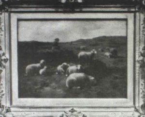 Shepherdess And Her Flock by Jef Louis Van Leemputten