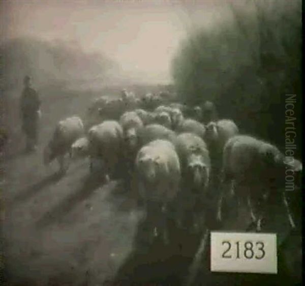 Landscape With Sheep And Shepherd - view 1