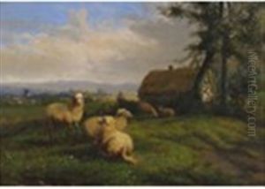 Sheep Grazing In A Summer Pasture by Johan Lodewijk Van Leemputten
