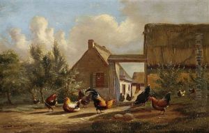 Huhnerhof (+ Another; 2 Works) by Johan Lodewijk Van Leemputten