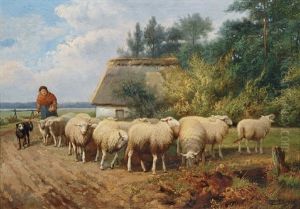 Bauerin Mit Schafherde Bauerin Mit Schafherde