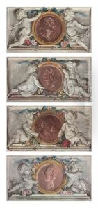 Portrait Medallions Of Putti (set Of 4) Portrait Medallions Of Putti (set Of 4)