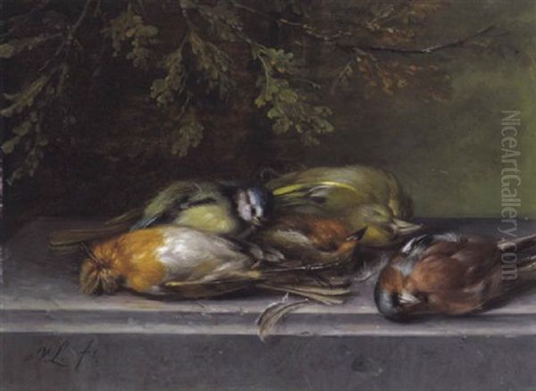 Jagd-stilleben Mit Vogeln Auf Einem Steinpodest - view 1