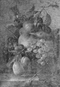 Nature Morte A La Corbeille De Fruits Sur Un Entablement by Willem van Leen