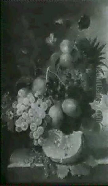 Fruit Arranged On A Ledge With A View Of A Park Beyond - view 1