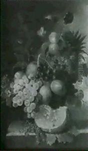 Fruit Arranged On A Ledge With A View Of A Park Beyond