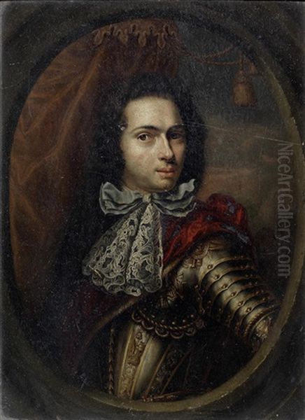 Portrait Of A Gentleman, Half-length, In Armour, Within A Painted Oval - view 1