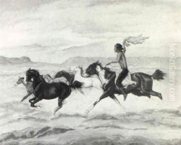 Rounding Up The Wild Horses - view 1