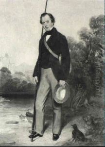 Portrait Of A Gentleman With A Fishing Rod by Charles Lees