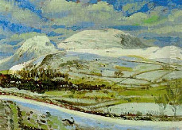 Welsh Hills In Winter by Derwent Lees