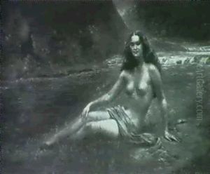 Nude Reclining By A River by Edgar (Edward) Leeteg