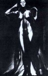 Famale Nude In A Drape by Edgar (Edward) Leeteg