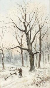Winterlandschaft Mit Reisigsammler. by M. Belloni