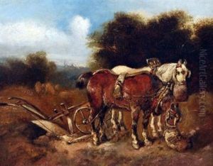 Plough Horses At Rest by Alexis de Leeuw
