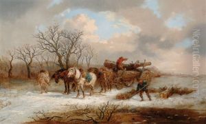 Winter Landscape With Horse And Carriage Winter Landscape With Horse And Carriage