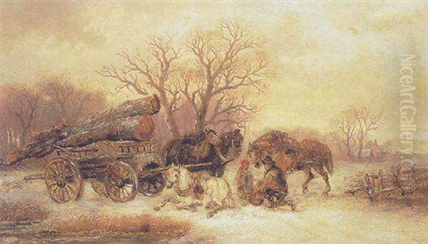 Woodgatherers In The Snow - view 1