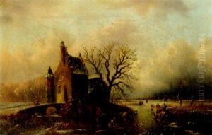 Wood Gatherers And A Sledge In A Winter Landscape