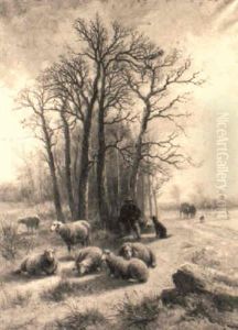 Shepherd In A Winter Landscape