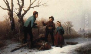 Woodcutters In A Snowy Landscape