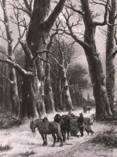 Bucherons Dans La Foret Enneigee - view 1